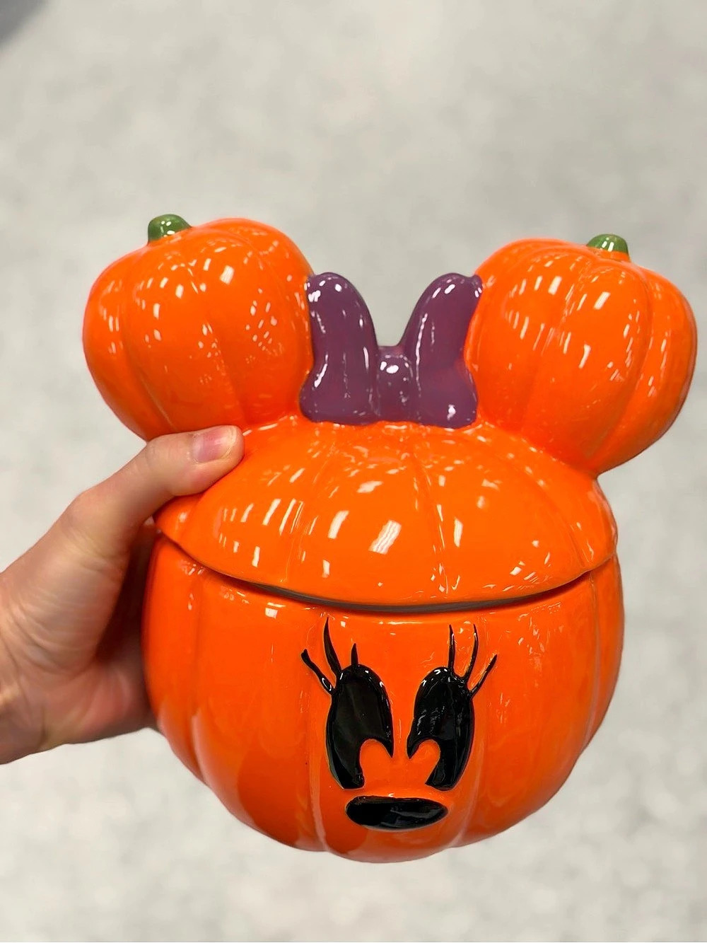 Disney Minnie Mouse Halloween Pumpkin Cookie Jar Orange & Purple